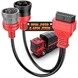 Autel Original OBD to Green Type2 9 Pin J1939 and 6 Pin J1708 Split Y Cable for Diesel Truck Diagnostics, 9Pin and 6Pin Male to 16Pin OBDII Female Splitter Adapter, OBD to OBD2 16 Pin Diagnostic Tool