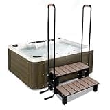 Hot Tub Ladder Above Ground,Pool Hot Tub Steps Wood with 2 Handrails and Anti-Skid Pads,600 LB Load Capacity Pool Stairs Pool Steps for Travel Trailers, Spa, Camper, 5th Wheels (2 Step, 2 Handle)