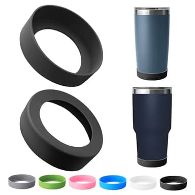 Bluwing Silicone Boot for YETI Tumbler 20 oz 30 oz, Protective Silicone Boot Sleeve for 20oz 30 oz Tumbler with 2.75-2.95Inch Base Diameter(2Pcs Black)