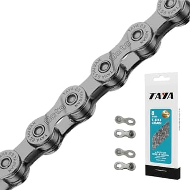 TAYA e-OCTO-DH Single & 7-8 Speed Bike Chain, 136 Links, GST Rust-Proof, Durable and Smooth Shifting, for E-Bike, Gravel and MTB