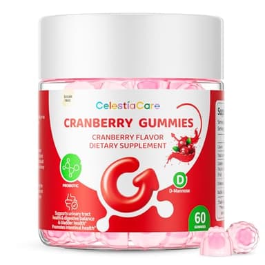 CelestiaCare Cranberry Gummies with Probiotics & D-Mannose for Women & Men – Bladder & Urinary Tract Health, Digestive & Immune Support, Sugar Free, Vegan, Non-GMO, 60 Count