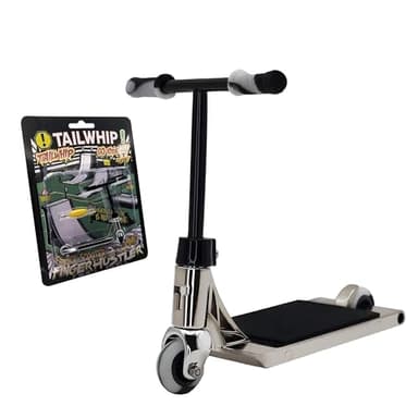 TAILWHIP Finger Scooter Metal, Durable Mini Scooter for Incredible Tricks, Compatible with Tech Deck Fingerboards, Bikes & Skatepark, Improve Hand Motor Skills, Perfect Toy for Kids & Adults, Chrome