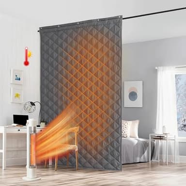 RYB HOME Large Summer Heat Blocking Thick Quilted Insulated Curtains, Thermal Insulated Curtains Room Divider for Energy Saving Window Treatment for Bedroom Living Room, W48 x L96, Grey, 1 Panel