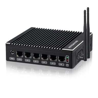 Sharevdi Fanless Firewall Appliance 6X Intel i226 LAN Mini PC Intel N3710 4C/4T,8G DDR3 128G mSATA SSD, Network Gateway Soft Router Test with P-F-Sense/OPN-Sense AES NI HD/Type-C/SIM Card/TF/Wi-Fi