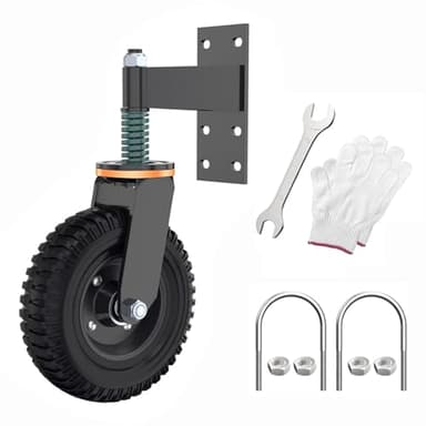 8 Inch Gate Wheel, Suitable for Metal Tube Gates, Capacity 750 Lbs, 360 Degree Rotation, Equipped with Spring Loaded Heavy Duty Gate Wheel, with Installation Tools (Yellow Upgrade)