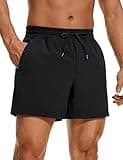 CRZ YOGA Men's Linerless Workout Shorts - 5'' Lightweight Quick Dry for Running Sports Athletic Gym with Pockets Black Large