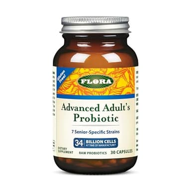 Flora - Advanced Adult's Blend Probiotic, Seven Senior-Specific Strains, Gluten Free, Raw Probiotic with 34 Billion Cells, 30 Capsules
