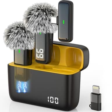 NPTCL Wireless Microphone for iPhone Android Lav Mic USB C Lavalier Microphone Type C Lapel Mic for iPhone 15/16 iPad Video Recording Vlog TikTok - 24H Charging Case Noise Reduction