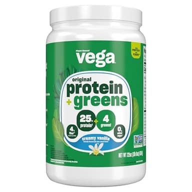 Vega Protein and Greens Protein Powder, Vanilla - 20g Plant Based Protein Plus Veggies, Vegan, Non GMO, Pea Protein for Women and Men, 1.3 lbs