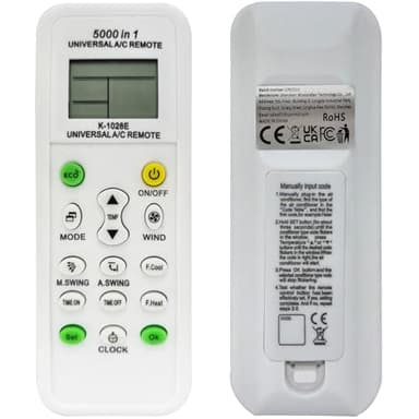 Universal AC Remote Control, 5000-in-1 Multi-Brand Compatible, K-1028E Model, LCD Display