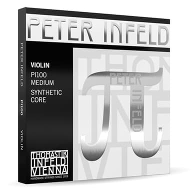 Thomastik-Infeld Peter Infeld Violin String Set, 4/4 Size, Medium Tension - PI100 - Synthetic Core A, D, G with Platinum Plated E - Outstanding Projection & Playability, Wide Range of Sound Colors
