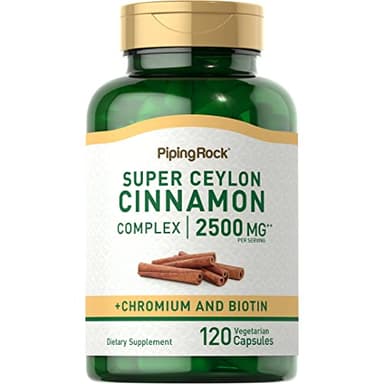 Piping Rock Ceylon Cinnamon Capsules | 120 Pills | Complex Supplement with Chromium and Biotin | Vegetarian, Non-GMO, Gluten Free