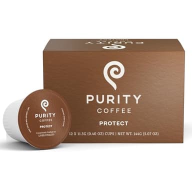 Purity Coffee PROTECT High Antioxidant Light-Medium Roast K Pod Capsules (12ct Box) | Specialty-Grade USDA Organic Arabica Blend | Third Party Tested for Mold, Mycotoxins & Pesticides