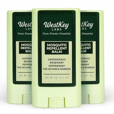 WestKey Labs Mosquito Repellent Balm Stick – 3-Pack (0.5oz Each) – DEET-Free, Plant-Based Bug Repellent for Kids & Adults – Natural Protection, Travel-Friendly, Safe for Outdoor Use