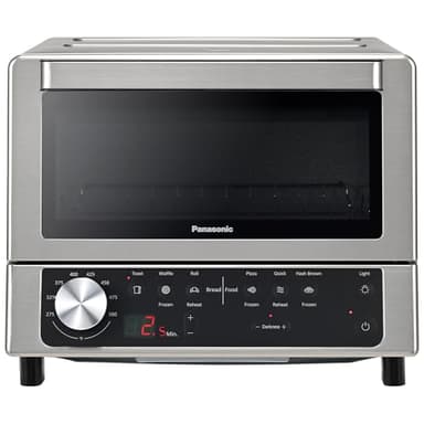 Panasonic FlashXpress Toaster Oven Countertop, Compact 4 Slice Toaster Oven w/Double Infrared Heating, PFAS-free, 6 Auto Cook Options & Precise Temperature Control, 1300W - NB-G200P (Stainless Steel)