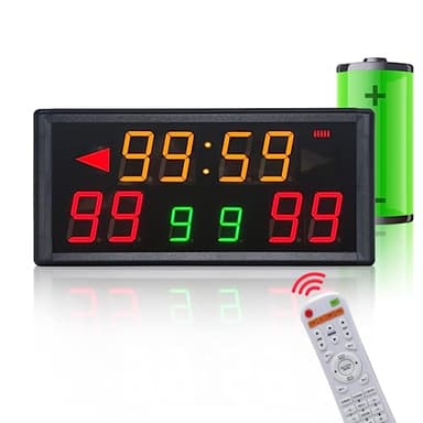 YZ LED Portble Electronic Scoreboard with Timer Clock, Digital Scoreboard with Remote, Basketball Scoreboard with Shot Clock, Battery Powered Cornhole Score Keeper, Ping Pong/Football/Indoor&Outdoor