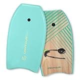 CONTOUR SURF Reed Body Board 33 Inches Bodyboard Body Boards for Beach Kids Lightweight EPS Core Dual Channel Double Swivel Coiled Wrist Leash for All Surfing Levels