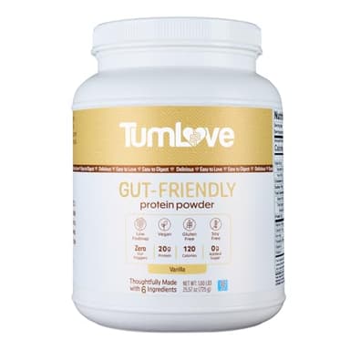 TumLove Vegan Protein Powder - Low FODMAP Certified, Gluten-Free, Dairy-Free, Soy-Free, 100% Gut-Friendly & Non-Bloating, Vanilla (25 Servings)