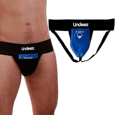 Undeez Vasectomy Jockstrap Underwear - With 2-Custom Fit Ice Packs and Snug Jockstrap For Testicular Support & Pain Relief Black
