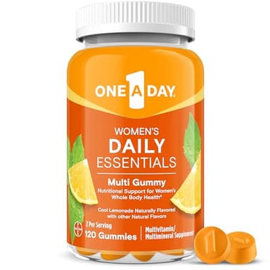 One A Day Women’s Daily Essentials Multivitamin Gummies, Multivitamin for Women, Zinc, Immune Support, Cool Lemonade Naturally Flavored, 120 Gummies