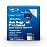Amazon Basic Care Minoxidil Topical Aerosol, 5% Foam, Hair Regrowth Treatment for Men, 6-month Supply, Unscented, 2.11 oz (Pack of 6)