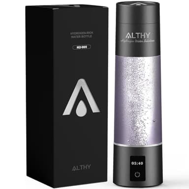 ALTHY Performance Nano Hydrogen Water Generator Bottle, SPE&PEM Dual Chamber lonizer, Battery&Time Display