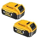 2-Pack 8000mAh 20V Max Lithium-ion Batteries for Dewalt - Replaces DCB201, DCB200, DCB205, DCB206, DCB207 - Seamless Compatibility with Dewalt 20V Max Battery Cordless Power Tools & Chargers