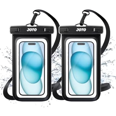 JOTO 2 Pack Universal Waterproof Phone Case for iPhone 17 Air 16 15 14 13 12 11 Plus Pro Max, IPX8 Cellphone Dry Bag XR X SE, Galaxy S23 S22 S21 S20+ S20 S10 Plus Note, Pixel up to 7" -Black