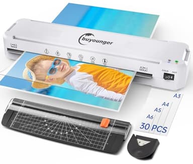 Buyounger Laminator Machine, A3 Laminator Machine with 30 Laminating Sheets, 13 Inch Laminating Machine with Fast Warm-up for A3/A4/A5/A6, Thermal and Cold 11X17 for Home School Office