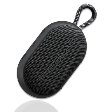 TREBLAB HD-Go - Ultra Portable Hand Held Speaker with Clip, 7W Power with Bass, 16H Playtime, IPX7 Waterproof, Built-in Mic, Compact & Lightweight, USB-C Charging – Small Speaker Bluetooth Wireless