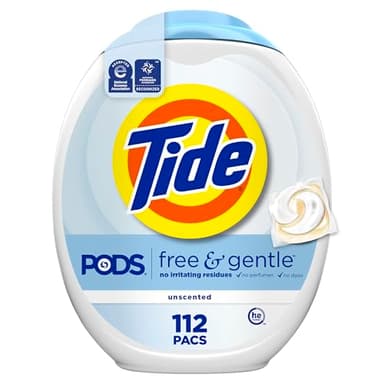 Tide PODS Free & Gentle Laundry Detergent Soap Pacs, 112 Count, Tide PODS Laundry Detergent, Laundry Detergent Pacs, Laundry PODS Detergent