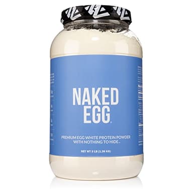 Naked 3LB Non-GMO Egg White Protein Supplement Powder, Unflavored, No Additives, Paleo, Dairy Free, Gluten Free, Soy Free – 25g Protein, 44 Servings, 3 pounds