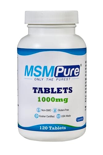 KALA HEALTH MSMPure MSM Tablets– 1,000 mg Organic Sulfur per Tablet for Joint Flexibility, Skin Appearance, Hair & Nail Support – 120 Count, USA Made MSM
