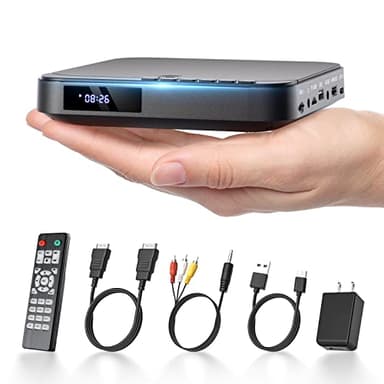 Mini DVD Player HDMI, DESOBRY 1080P HD Small Compact DVD Player for Smart TV with All Region Free, DVD CD Player with AV Output, USB/TF Card Input, Remote Control, Support PAL/NTSC