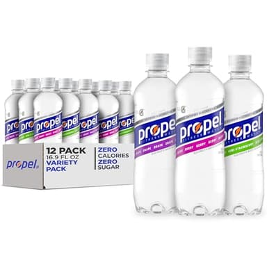 Propel, 3 Flavor Variety Pack, Zero Calorie Sports Drinking Water with Electrolytes and Vitamins C&E, 16.9 Fl Oz (Pack of 12)