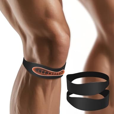OPOX 2PCS Patella Band, Patellar Tendon Support Strap for Knee Pain and Tendonitis, Knee Brace for Women & Men, Patella Support Strap for Soccer, Basketball, Running, Tennis, Lightweight Patella Stabilizer for Left & Right Knee - Black