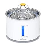 Wonder Creature Cat Water Fountain with Stainless Steel Lid, 2.4L/81oz Automatic Cat Fountain with LED Light and Water Level Window for Cats and Dogs