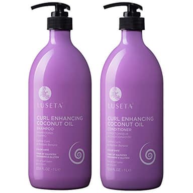 Luseta Curly Hair Shampoo and Conditioner Set - Define Curls and Restore Bounce with Coconut Oil for Waves and Curls, Intensely Moisturizing, Color Safe and Sulfate Free