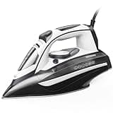 IRONDAY 1700W Steam Iron for Clothes, Ceramic Coating Soleplate, Iron with Adjustable Thermostat Dial, Rapid Heating, 3-Way Auto-Off, Self-Cleaning, 14.07oz Water Tank Ironing Clothes for Home, Grey