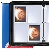 Leatherette 4 Pocket Trading Card Binder Album Holder Pages Folder Protector for Basketball Trading Cards Sports TCG - Top loading 3 Ring Zip Card Binder Album Basketball Cards