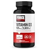 FORCE FACTOR Vitamin D3 5000 IU Softgels, High-Potency Vitamin D Supplement to Support Immunity and Bone Health, Premium Quality, No Preservatives, 120 Softgels