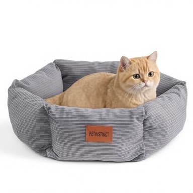 Petinstinct Cat Bed, 22 Inch Donut Pet Bed for Cats & Small Dogs, Gray