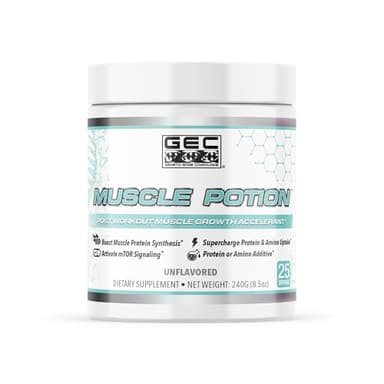 GEC Muscle Potion Creatine Monohydrate Powder (25 Servings) – Post Workout Muscle Growth Supplement with 5000mg Creatine, 2500mg L-Leucine & 2000mg Velositol – Unflavored, Muscle Recovery & Strength