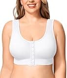 BRABIC Full Coverage Wireless Bras for Women No Underwire Compression Front Closure Comfort Post Surgery Bra (White,Medium)