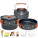 Amomb 12-Piece Camping Cookware Set - Pots, Pans, Kettle for Outdoor Cooking