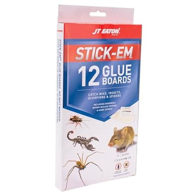Stick-Em Mouse & Insect Glue Trap – Effective Indoor Rodent & Insect Control – Non-Toxic, Mess-Free Adhesive – Ideal for Mice, Spiders, and Crawling Insects – Easy to Use and Dispose