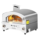 BIG HORN OUTDOORS Gas Pizza Oven, Portable Propane Pizza Oven with 13 inch Pizza Stone, Stainless Steel Pizza Maker for Outdoor Cooking