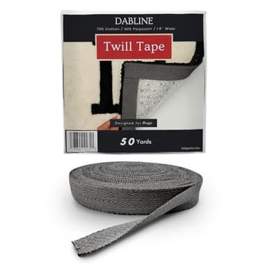 DABLINE 50 Yard Twill Tape for Binding Rug Edges - 1.5 inch Wide Herringbone Poly Cotton Twill Tape for Tufting Rugs (Dark)