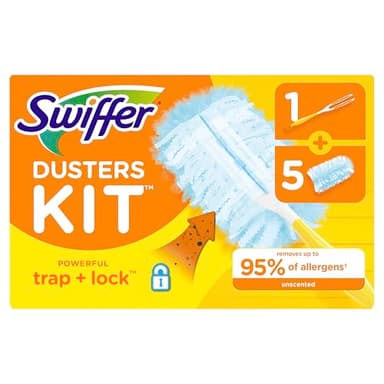 Swiffer Dusters Starter Kit, Kit Includes 1 Handle and 5 Dusters