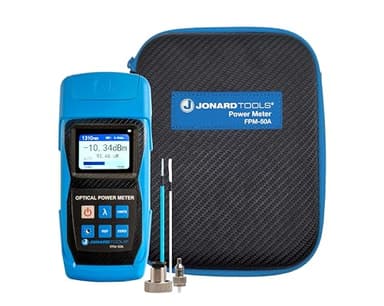 Jonard Tools FPM-50A High Precision Fiber Optic Power Meter (-50 to +26 dBm) with FC/SC/LC Adapters for PC/UPC/APC Connectors with Included Carry Case - 2025 Model